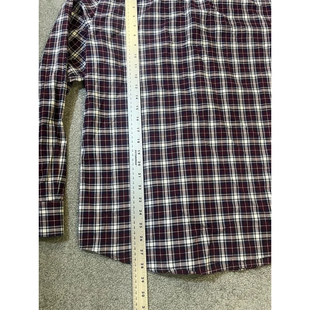 Banana Republic Maroon And Blue Plaid Stretch Standard Fit‎ Button Shirt Size M